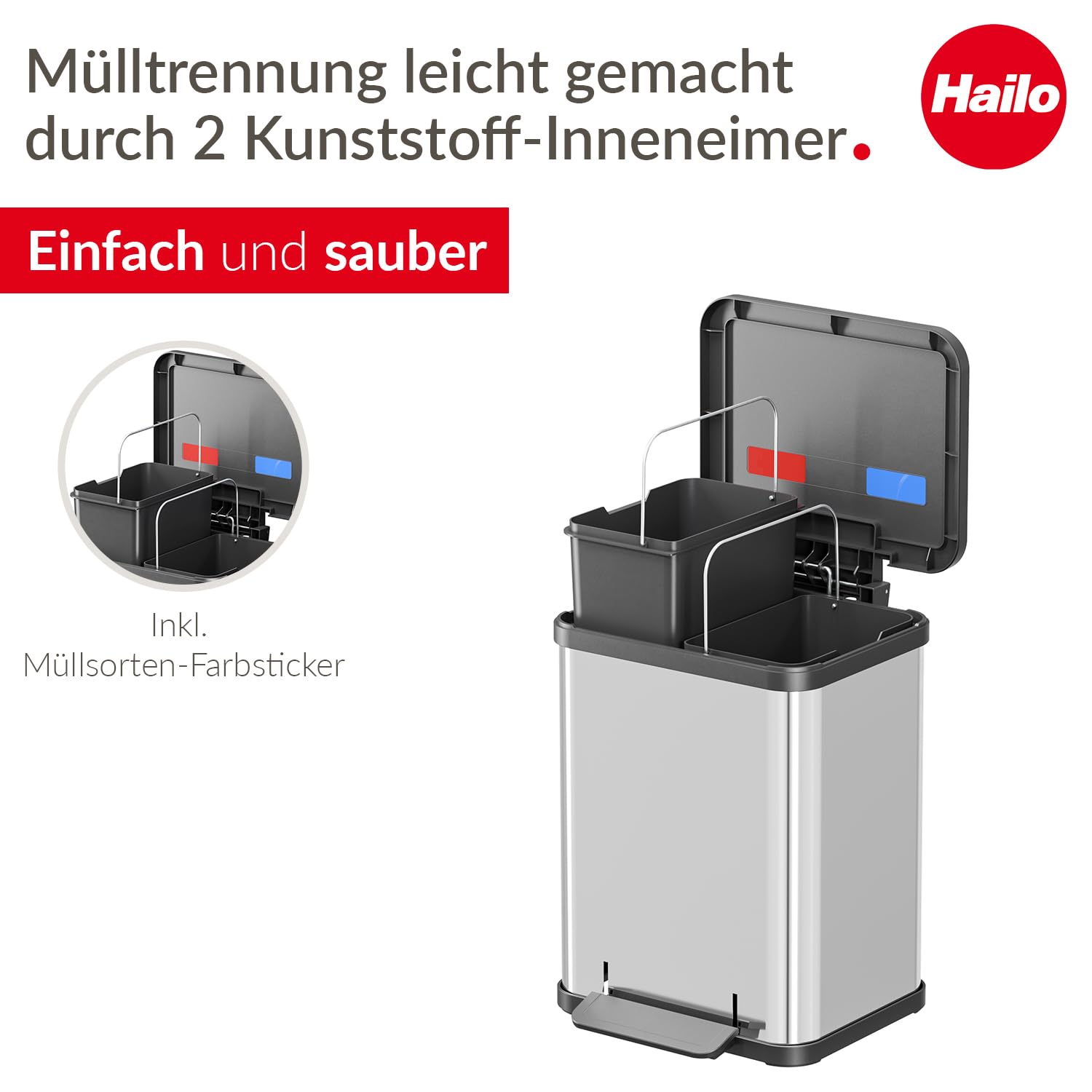 hailo-ko-duo-plus-m-m-lleimer-edelstahl-2x9-liter image 3