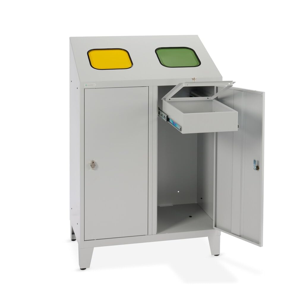 hemmdal-recycling-abfallsammler-2x120-l-stahl-2-einheiten image 2