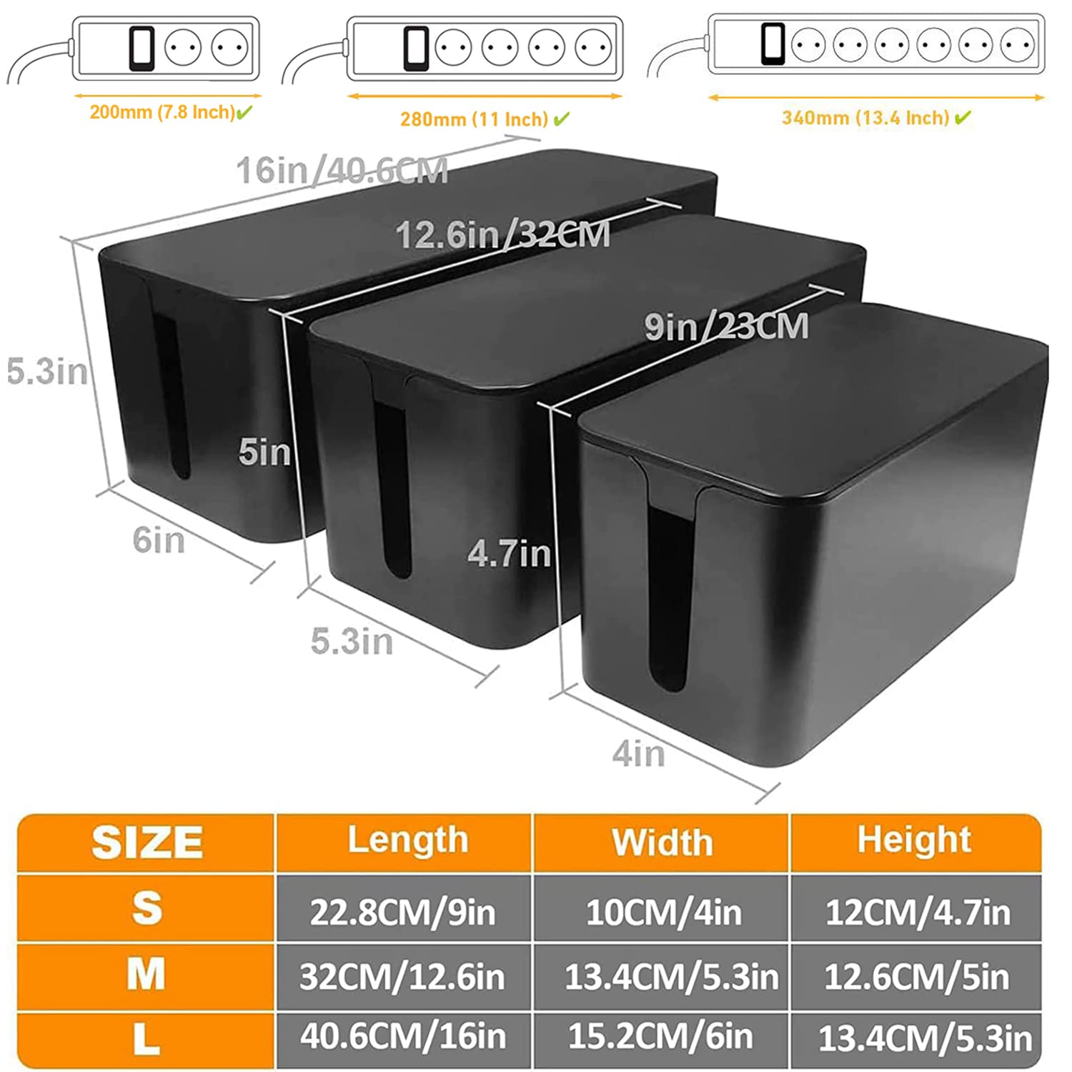 senenqu-kabelbox-schwarz-3er-set-mit-holzdeckel image 2