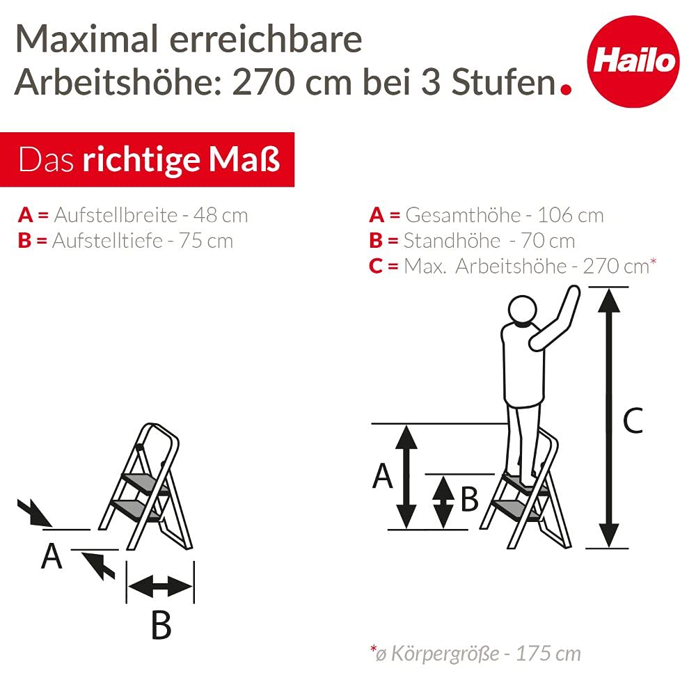 hailo-k70-standardline-alu-trittleiter-3-stufen-silber-150-kg image 5