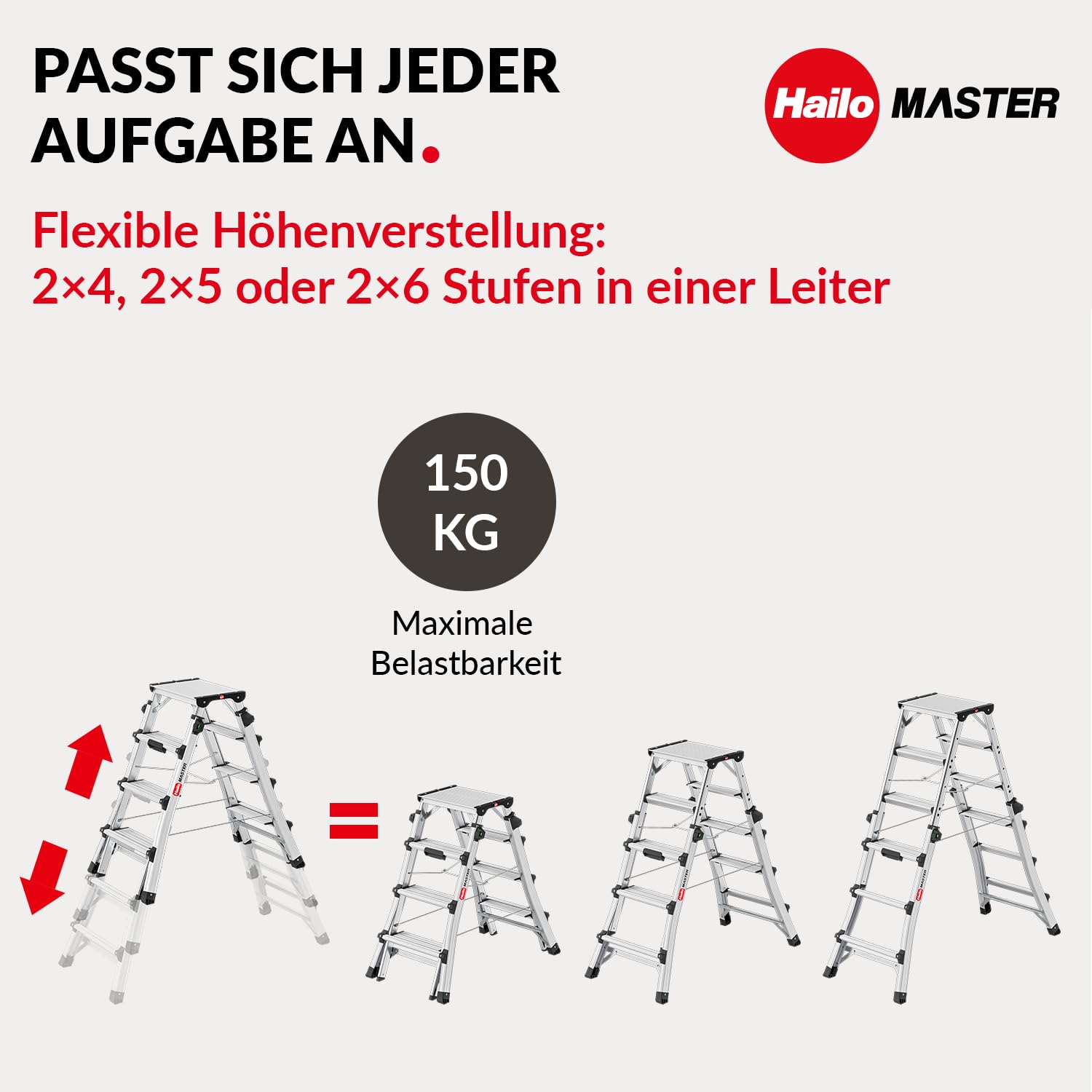 hailo-master-dtl100-teleskopleiter-klappbar-2x4-6-stufen-alu image 2