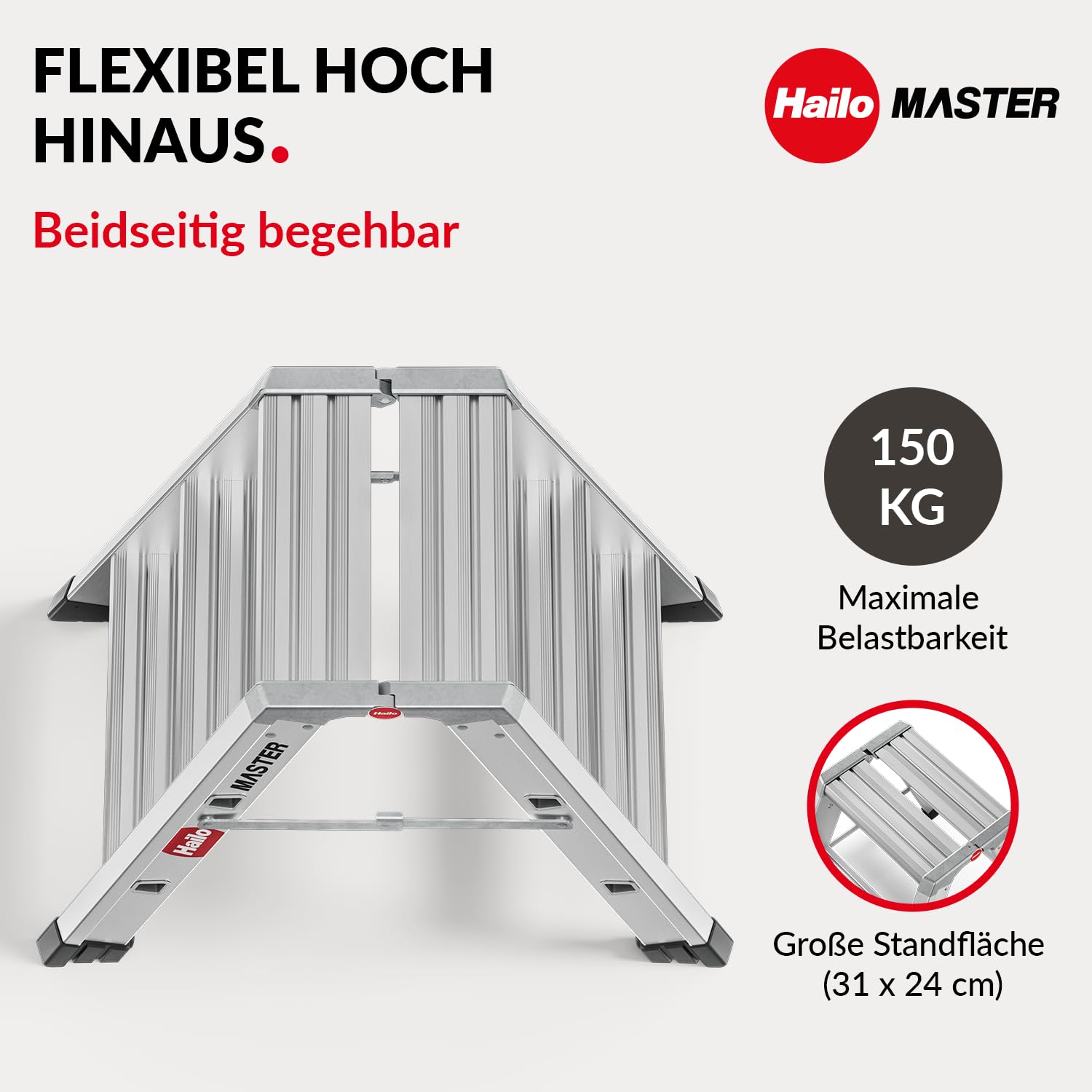 hailo-master-d80-trittleiter-2x3-stufen-beidseitig-150-kg image 2