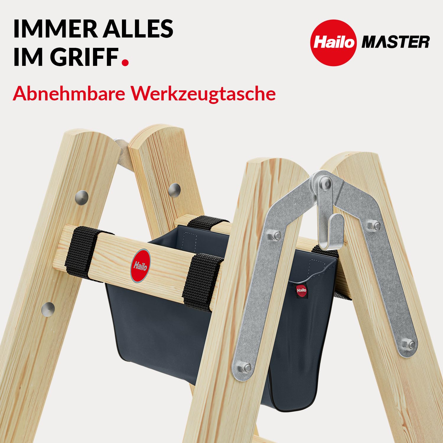 hailo-master-h80-holzleiter-2x5-stufen-mit-tasche-150-kg image 3