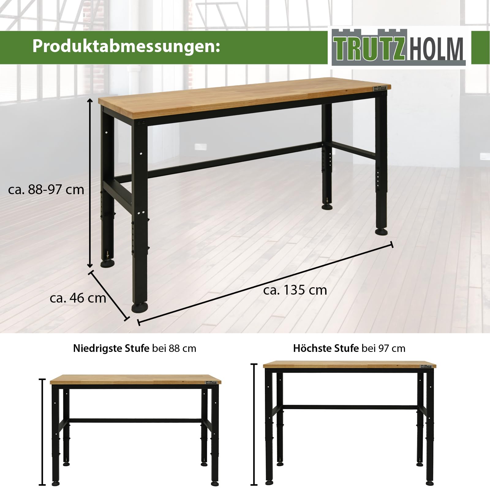 trutzholm-werkbank-werktisch-135x46-holz-300-kg-verstellbar image 3