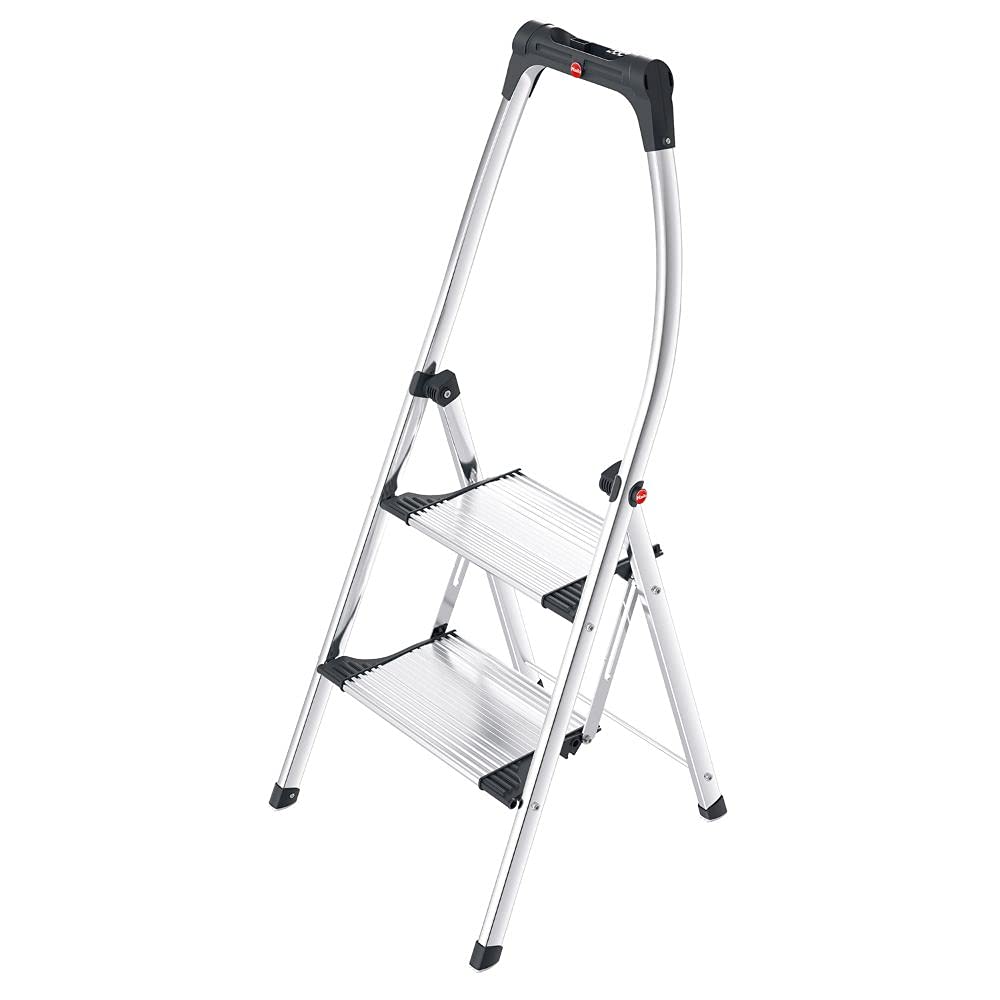 hailo-k100-topline-klapptritt-leiter-2-stufen-silber-150-kg image 1