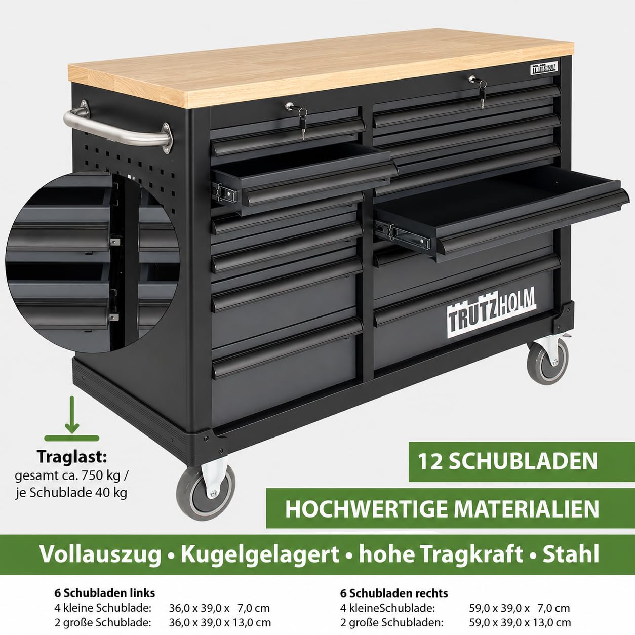 trutzholm-werkstattwagen-deluxe-12-schubladen-holzplatte-anthrazit-grau image 5