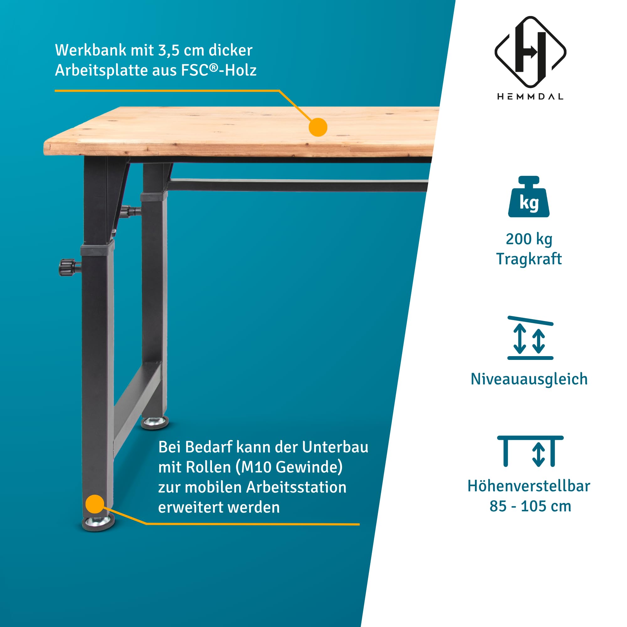 hemmdal-werkbank-h-henverstellbar-135x60cm-200kg-holz image 4