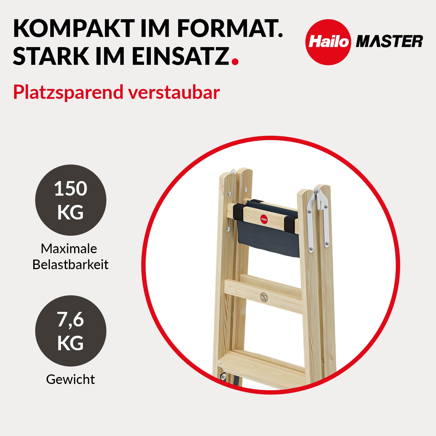 hailo-master-h80-holzleiter-2x5-stufen-mit-tasche-150-kg image 5