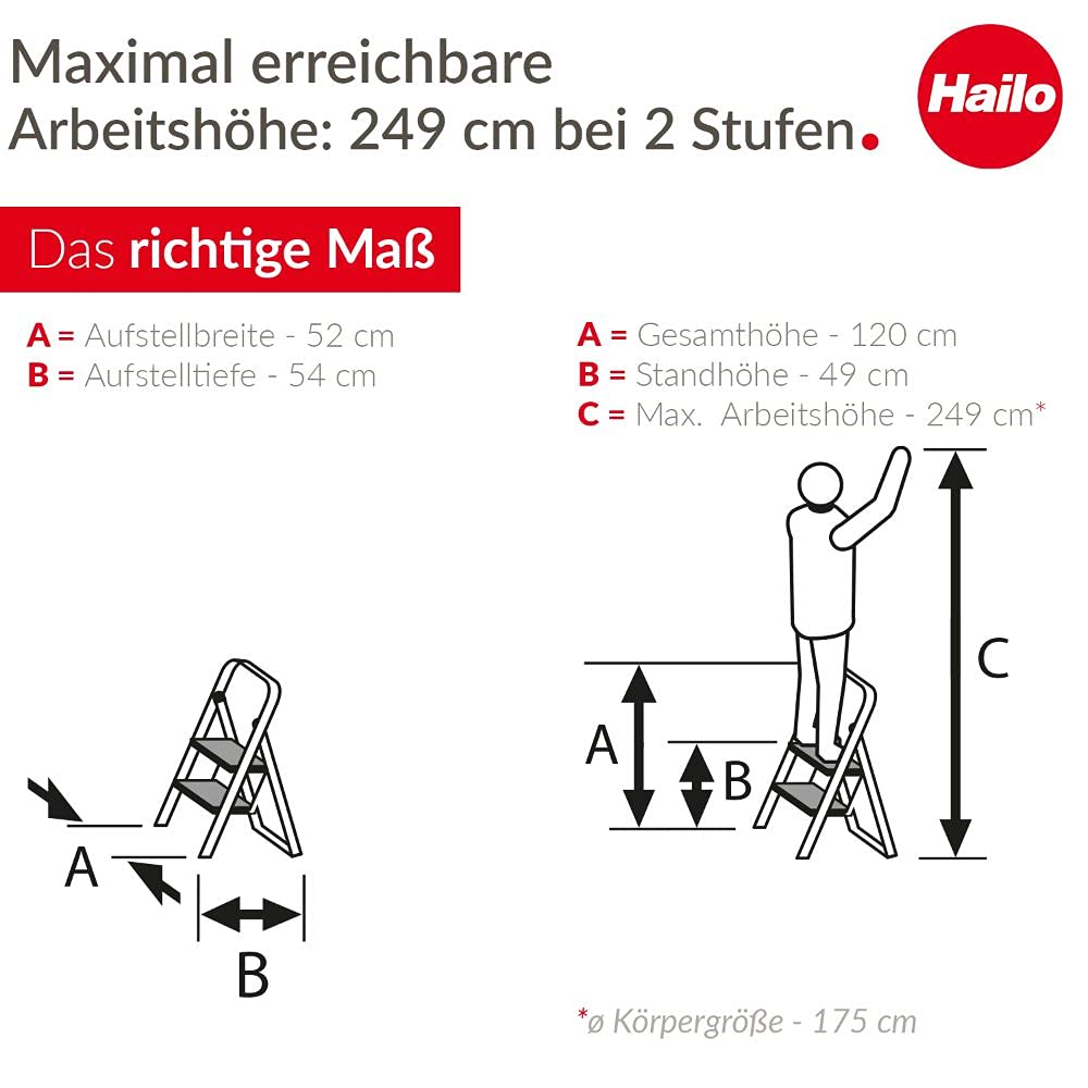 hailo-k100-topline-klapptritt-leiter-2-stufen-silber-150-kg image 6