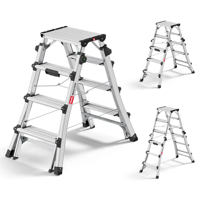 hailo-master-dtl100-teleskopleiter-klappbar-2x4-6-stufen-alu image 1