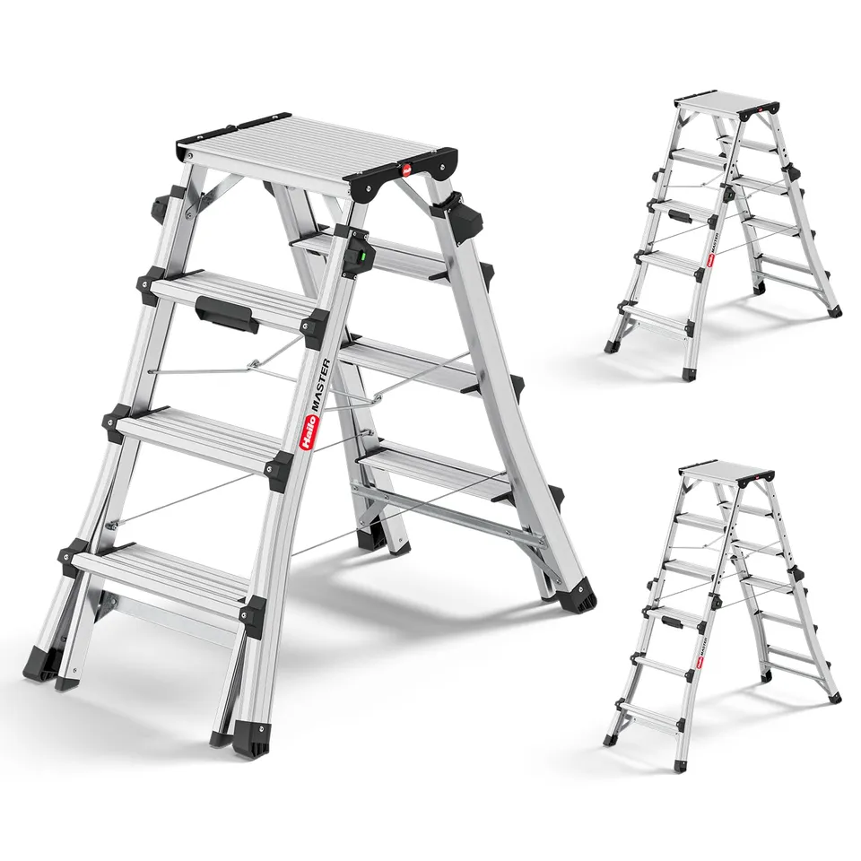 hailo-master-dtl100-teleskopleiter-klappbar-2x4-6-stufen-alu image 1