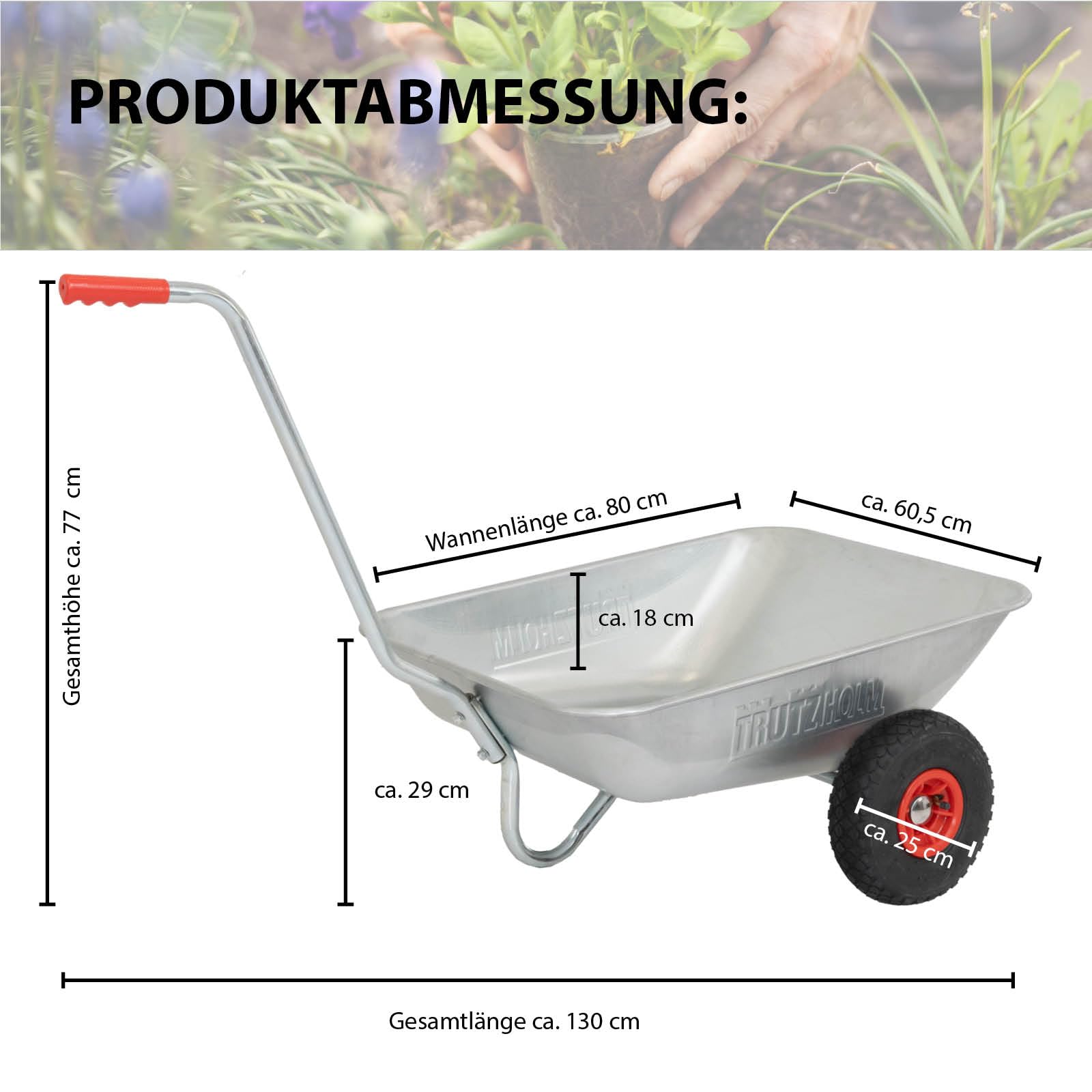 trutzholm-schubkarren-einhandkarre-75-l-luftreifen-100-kg image 2