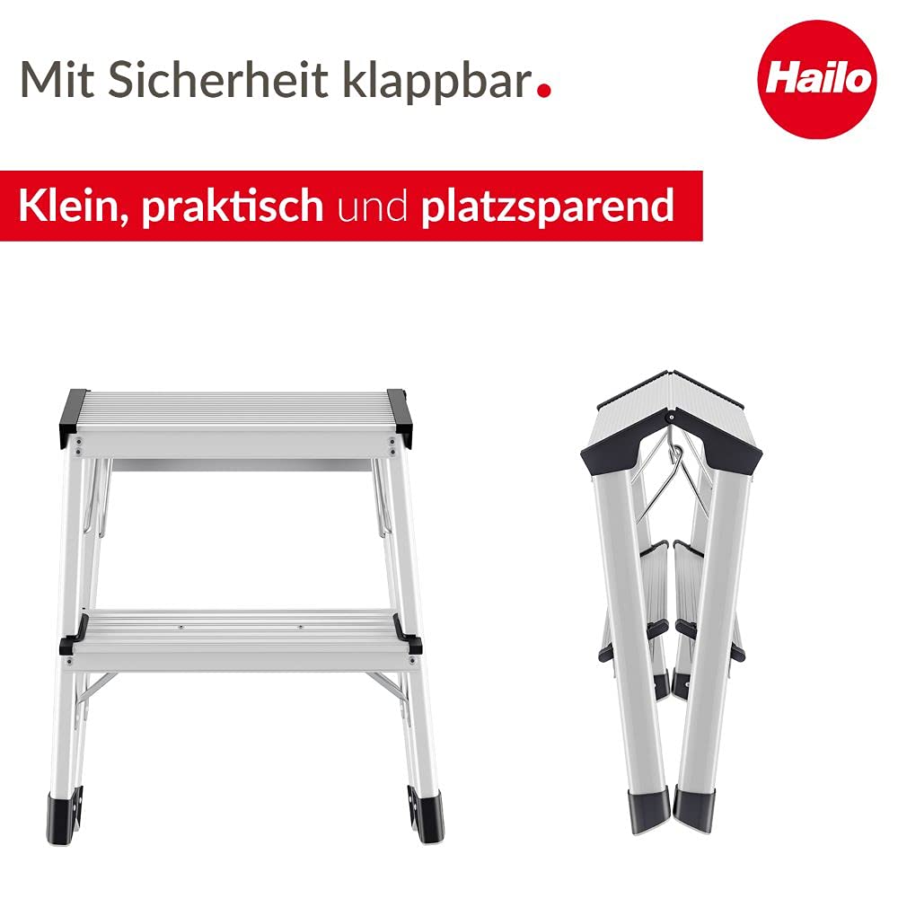 hailo-d60-standardline-trittleiter-2x2-stufen-silber-150-kg image 3