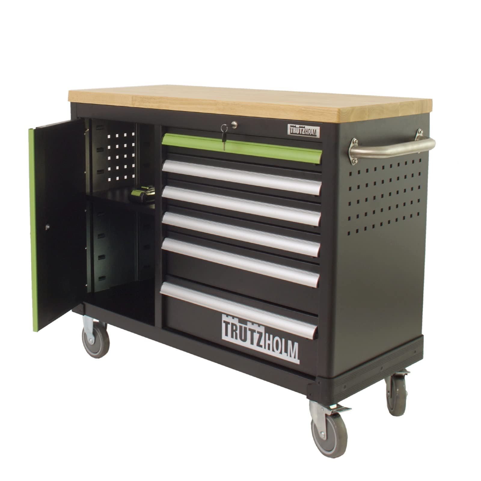 trutzholm-werkstattwagen-deluxe-leer-gr-n-6-schubladen-holz image 4
