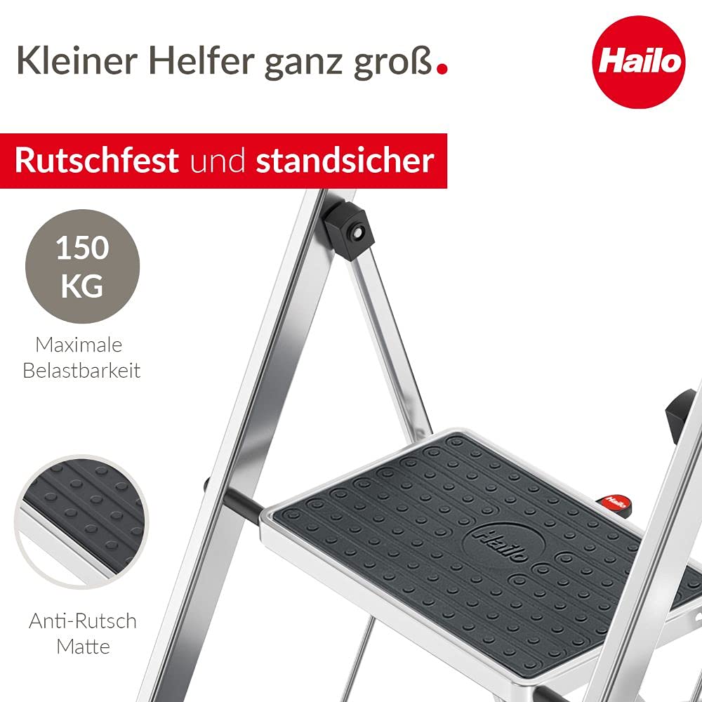 hailo-k70-standardline-alu-trittleiter-3-stufen-silber-150-kg image 2