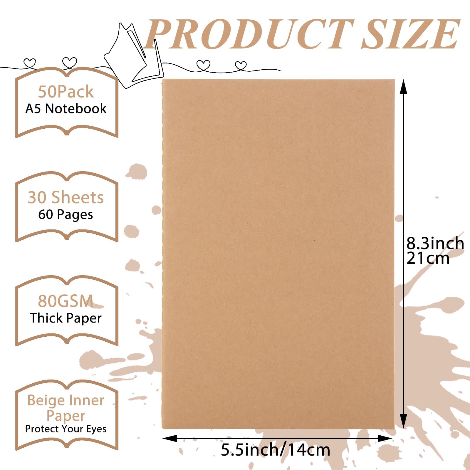 senenqu-kraft-notizbuch-a5-blanko-50er-pack-skizzenbuch image 2