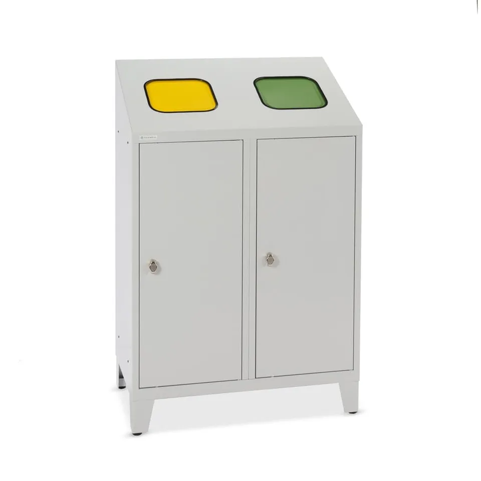hemmdal-recycling-abfallsammler-2x120-l-stahl-2-einheiten image 1
