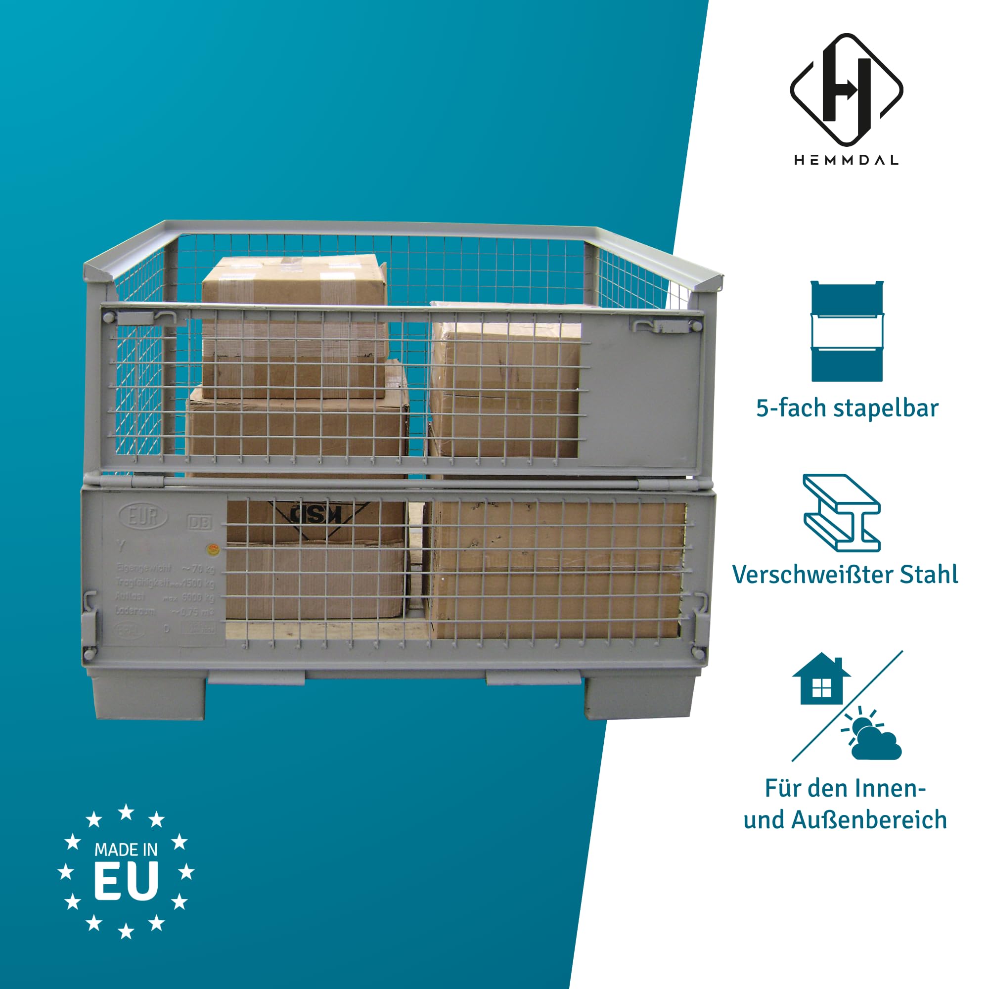 hemmdal-euro-gitterbox-doppelklappe-1-5t-stapelbar-stahl image 4