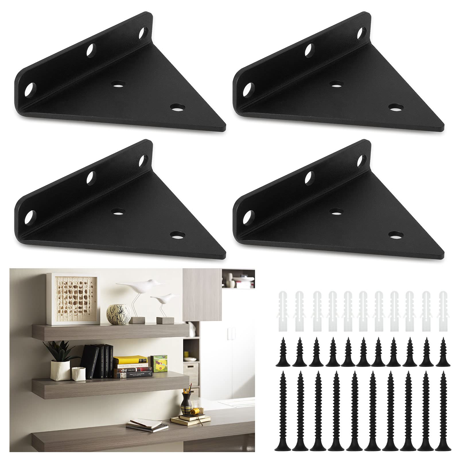 senenqu-regalhalterung-schwarz-8-cm-metall-4er-set-30-kg image 8