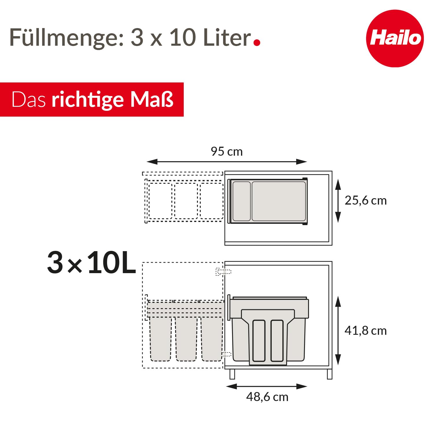 hailo-ecoline-design-trio-l-m-lleimer-einbau-3x10-l-schwarz image 7