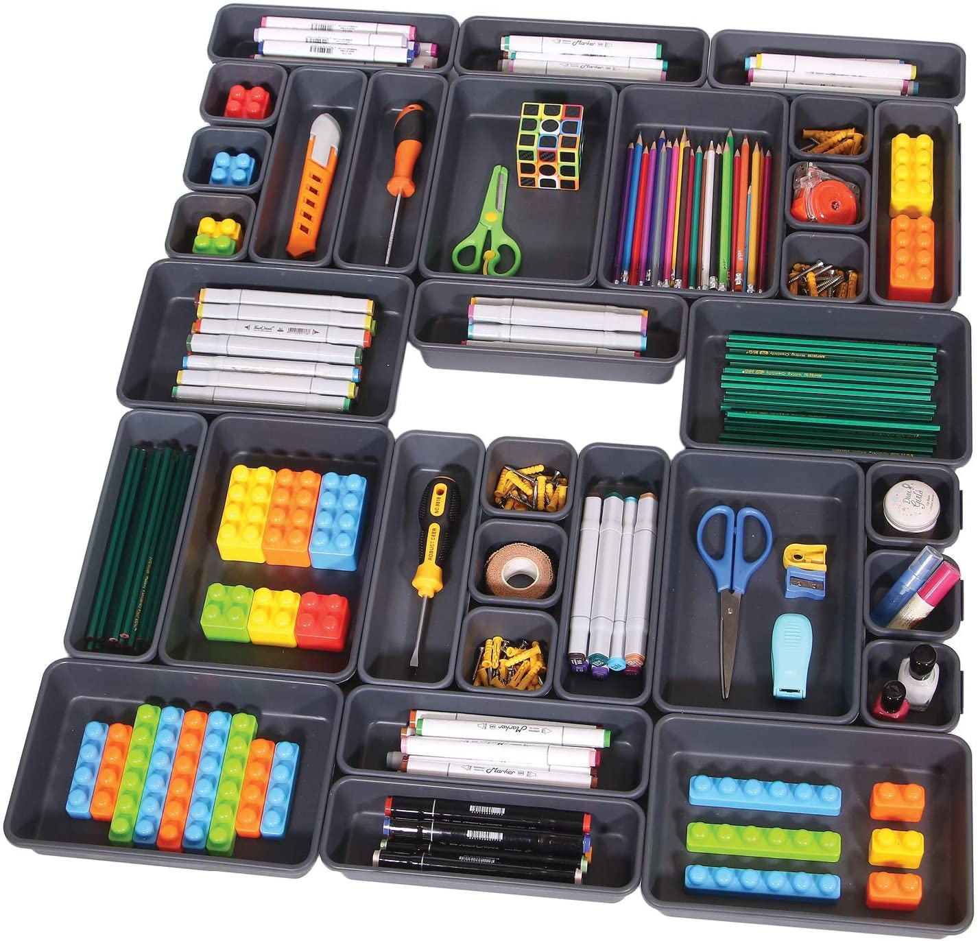 senenqu-ordnungssystem-schubladenorganizer-24er-dunkelgrau-kunststoff image 1