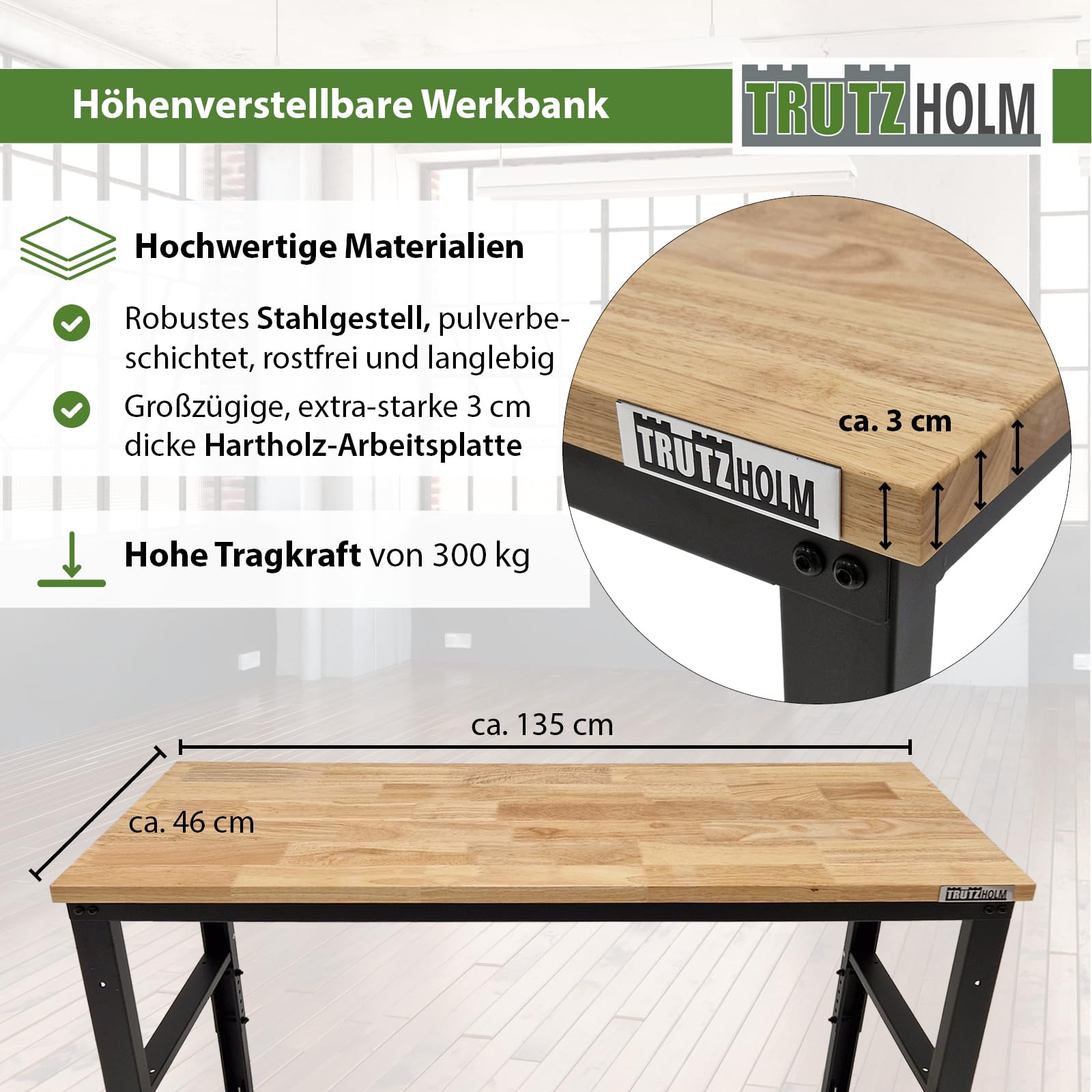trutzholm-werkbank-werktisch-135x46-holz-300-kg-verstellbar image 2