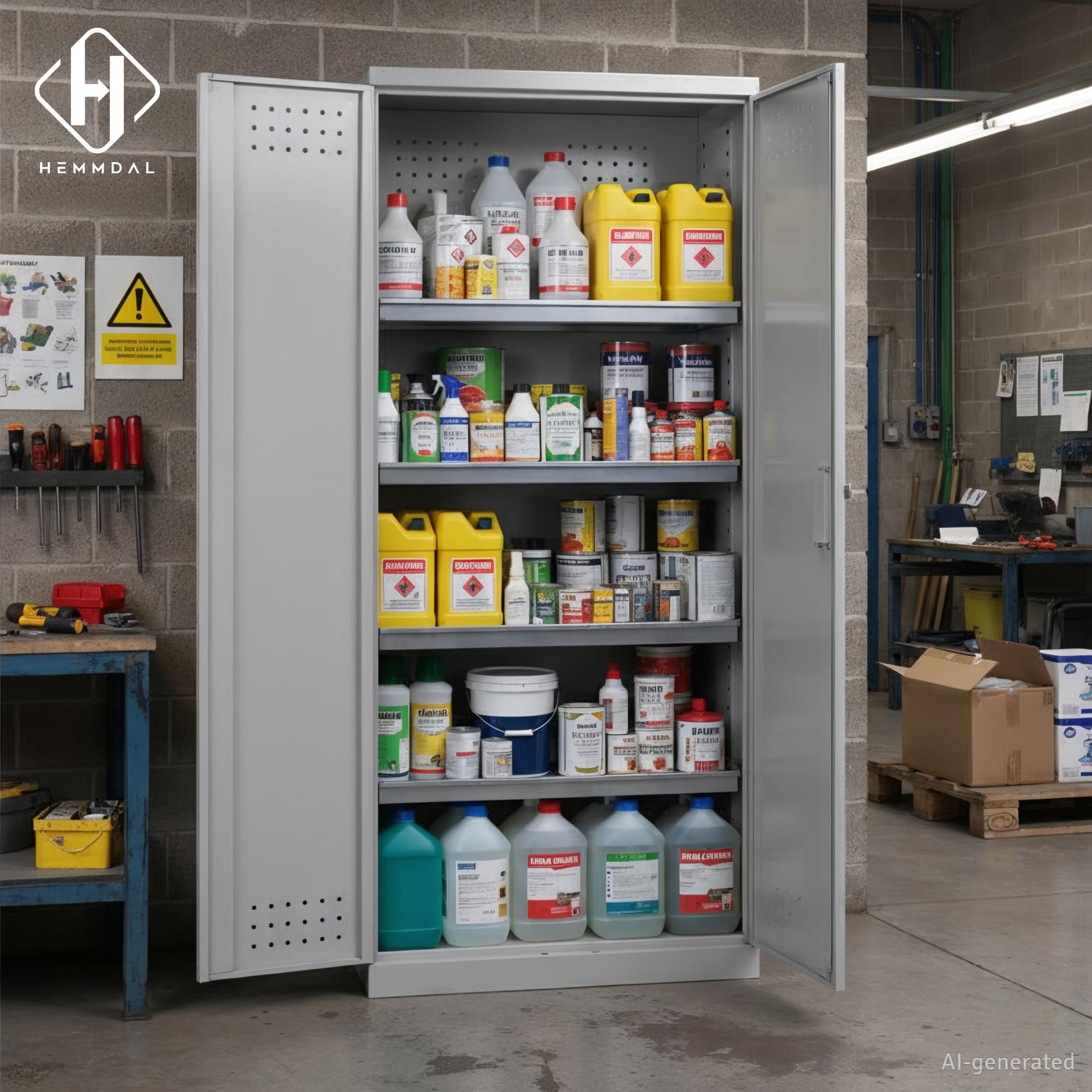 hemmdal-schwerlastregale-gefahrstoffschrank-stahl-grau-192x92x58 image 2