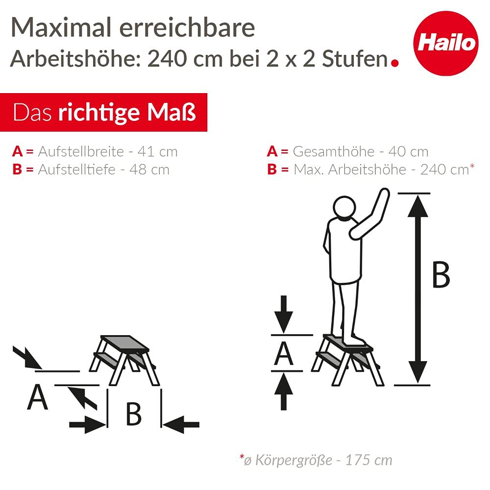 hailo-d60-standardline-trittleiter-2x2-stufen-silber-150-kg image 6