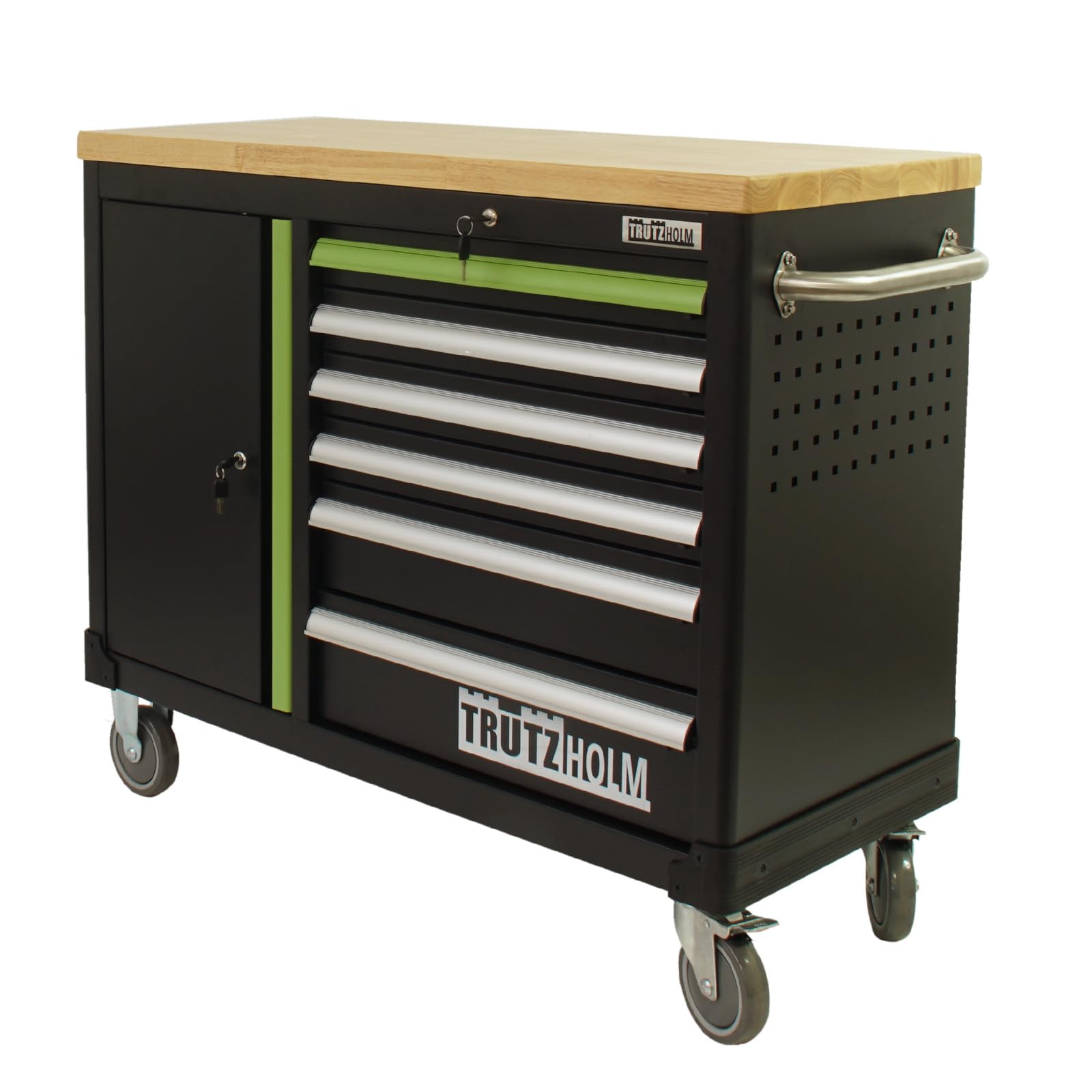 trutzholm-werkstattwagen-deluxe-leer-gr-n-6-schubladen-holz image 3