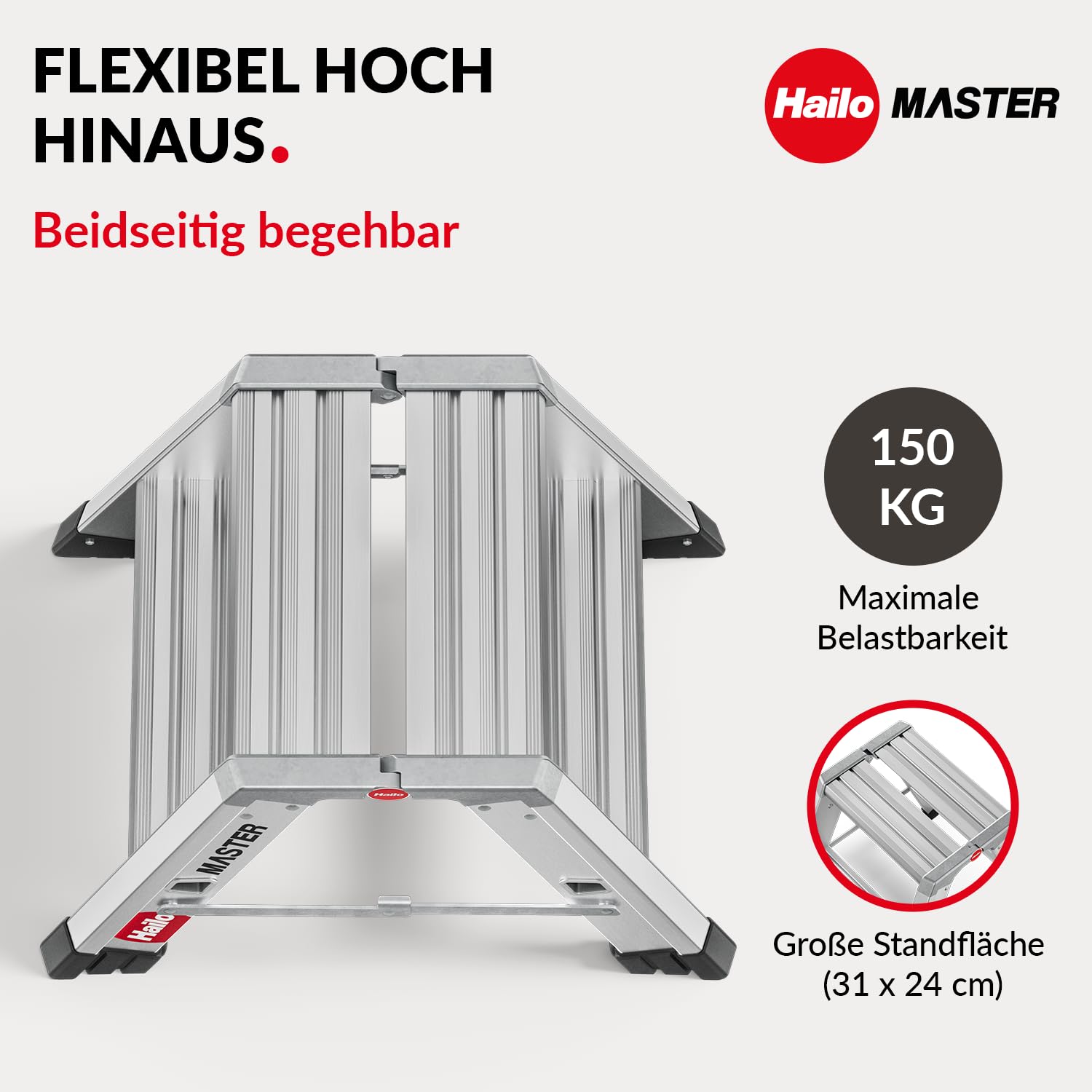 hailo-master-d80-trittleiter-2x2-stufen-alu-150kg image 2