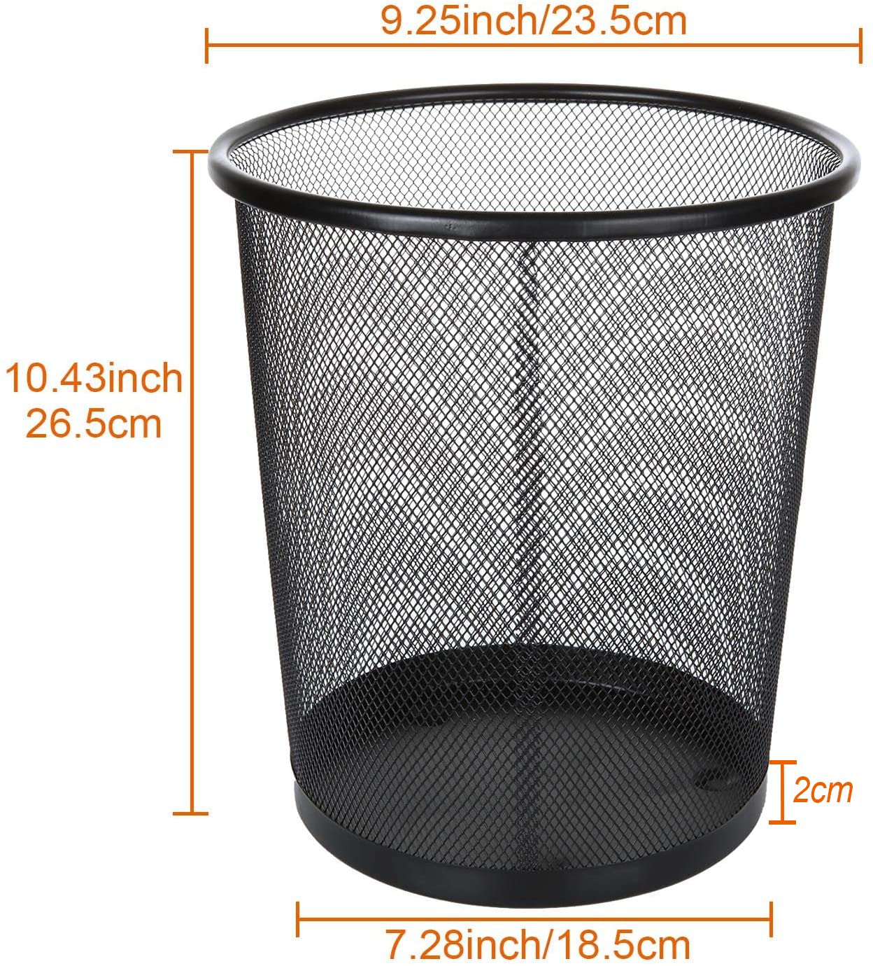 senenqu-papierkorb-metall-12l-schwarz-3-st-ck-gitter-rund image 2